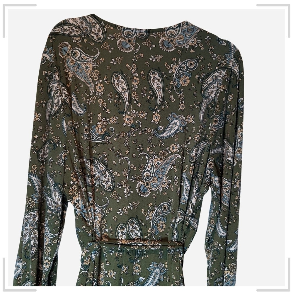 Pre-owned Lane Bryant Green Paisley Long Sleeve Dress Size 22/24 - Picture 11 of 16